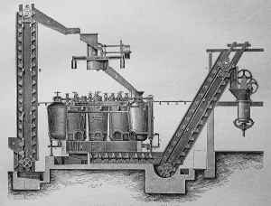 Sugar production, diffusion battery after patent Riedel