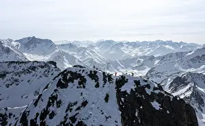 Sulzkogel, aerial view, peaks and mountains in winter