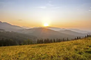 Summer evening in the wooded mountains