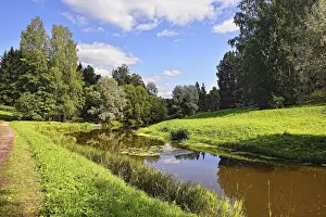 Summer landscape in Pavlovsk garden. Sunny day