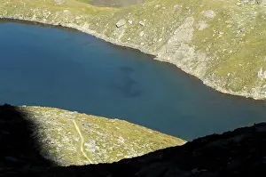 Summer view of high altitude alpine lake