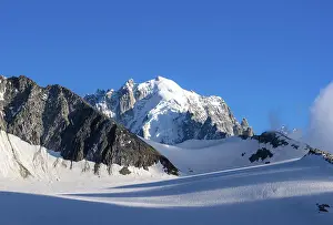 Summit of the Aiguille Verte, High alpine mountain landscape with glacier and mountain peak