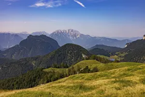 Category Mountain Landscapes Prints: At the summit of Alpbichl with a view of the Schwarzer Berg and Seewaldsee