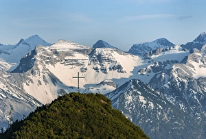 Category Mountain Landscapes Prints: Summit cross am Martinskopf, view from Herzogstand