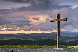 Category Mountain Landscapes Prints: Summit cross on the mountain Belchen