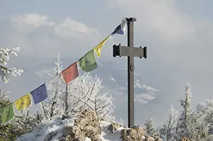 Summit cross with prayer flags
