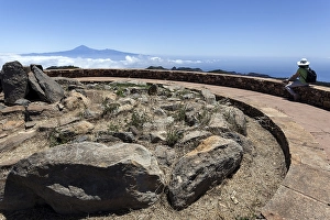 Summit of Garajonay with a view of Passat clouds and the Teide on Tenerife