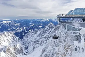 Summit station of the cable car on the Zugspitze in winter