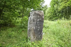 Summit stone Grosse Bloesse, highest elevation in the Weserbergland