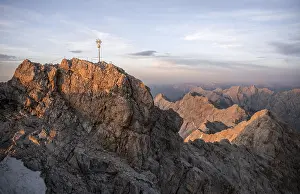 Summit of the Zugspitze with golden summit cross