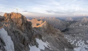 Summit of the Zugspitze with golden summit cross