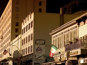 Sun setting over the streets of juneau town