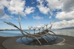 Sun Voyager, steel sculpture, Viking ship