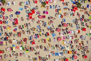 Sundown Beach, bathers on towels at Escher lake