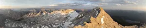 Sunrise, Alpine panorama, aerial view