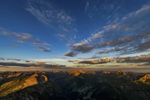 Sunrise with clouds over Allgaeu mountains