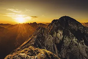 Sunrise hiking tour on the Saeuling in the Allgaeu in Bavaria