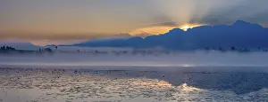 Category Mountain Landscapes Prints: Sunrise at Lake Hopfensee near Fuessen