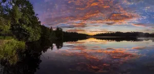 Category Scandinavia Prints: Sunrise at a lake, near Ed, Dalsland