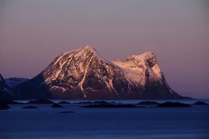 Sunrise in mountain fjords, Teisteneset