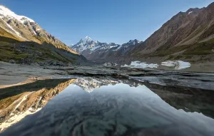 Sunrise reflection, Mount Cook in the morning light