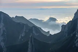 Sunrise over ridge in Alpstein