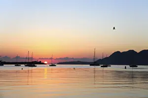 Sunrise, Sailing boats in the bay of Puerto de Pollensa