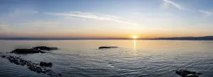 Sunrise at the sea, coast near Milazzo