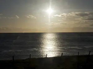 Sunrise over the sea at the Strait of Magellan