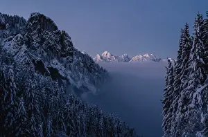 Category Mountain Landscapes Prints: Sunrise snow tour on the Tegelberg in the Allgaeu in Bavaria