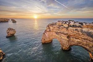 Sunrise view of Praia da Marinha beach in Algarve