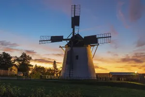 Sunrise. Windmill Retz, located in Lower Austria