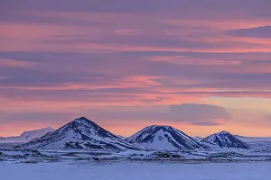 Sunset over Bergen in the snow