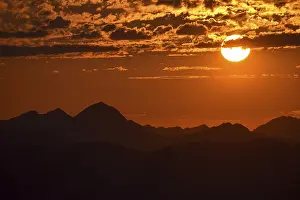Sunset over the Chiemgau Alps with Sonntagshorn on the left and Hochfelln on the right