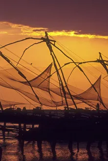 Sunset Chinese Fishing Nets, Kochi Cochin