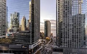 Framed Print : Sunset cityscape with tall buildings Framed Print : Sunset cityscape with tall buildings