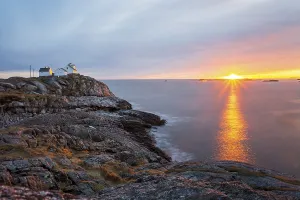Sunset on the coast of Henningsvaer Austvagoy