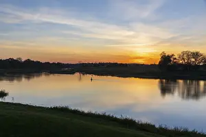 Sunset on the Elbe in Kreinitz, Saxony, Germany