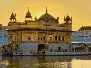 Sunset at the Harmandir Sahib or Hari Mandir (temple of God)