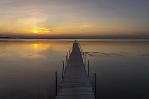 Sunset on a jetty in the Limfjord near Hvalpsund