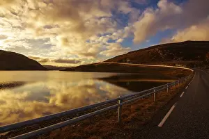 Category Scandinavia Prints: Sunset with lonely road near North Cape