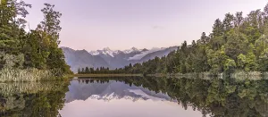 Sunset, Mirror Island, Mt. Tasman and Mt