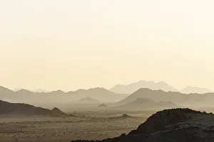 Sunset over the mountains of the Namib Desert