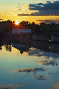 Sunset, Old Inn Bridge over the Inn