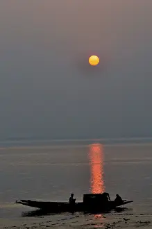 Sunset at river hooghly at Diamond harbour
