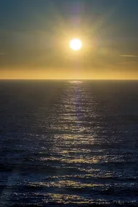 Sunset by the sea with star effect
