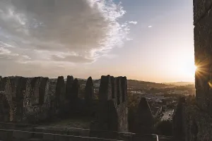 Sunset, sunbeams, castle, Portugal