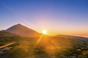 Sunset, Volcano Teide and volcano landscape
