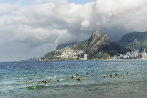 Surfers on Arpoador beach, Ipanema