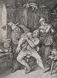 A surgeon applying a probe to the arm of a screaming patient